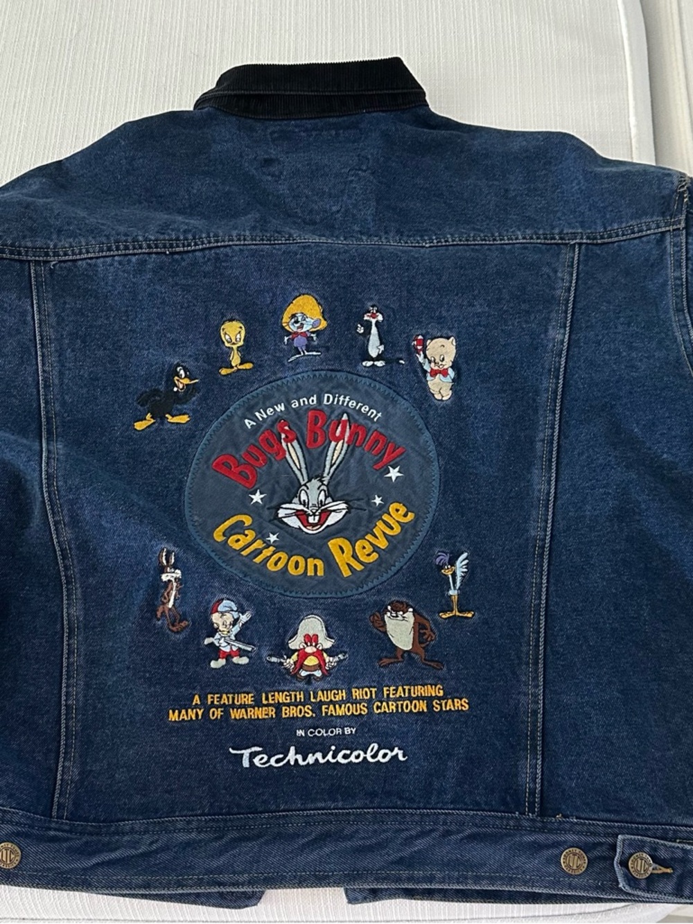 Looney Tunes Bugs Bunny Cartoon Revue Denim Jacket - Navy Blue